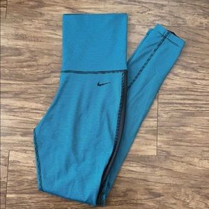 Nike teal and black striped leggings